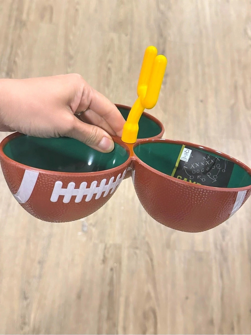Game Day Football Serving Bowl Set in Brown & Green Like New